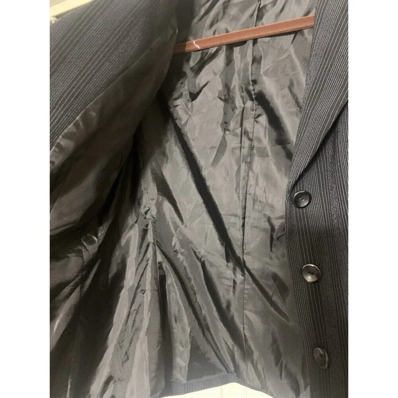 Tahari Arthur S Levine Blazer Jacket Sz 10P Black Striped W Turquoise Career - Picture 6 of 9